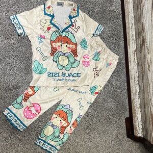SAM Kids Pajama Set - Cream and Teal